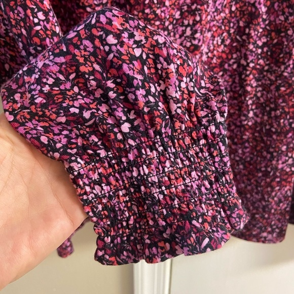 J Jill blouse pop over ditzy floral smocked mock neck Large - Picture 6 of 9